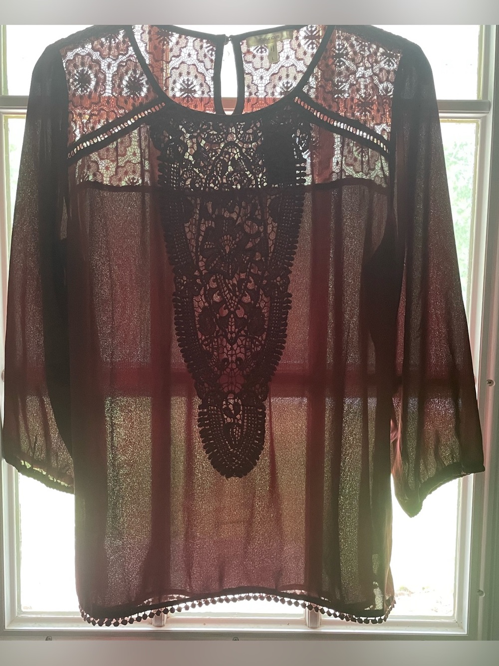 Elegant Burgundy Lace Women's Top